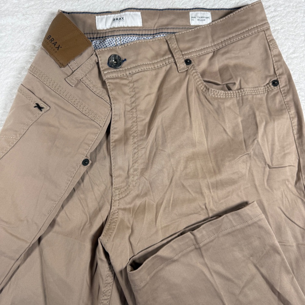 Brax Cooper Fancy Regular Men 38/32 Beige 80-2000/56 Regular Fit Stretch Chinos